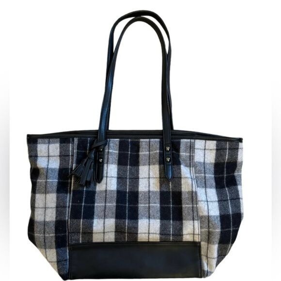 Danielle Nicole Hudson Tote Bag in Black and White Plaid EUC - Picture 3 of 15
